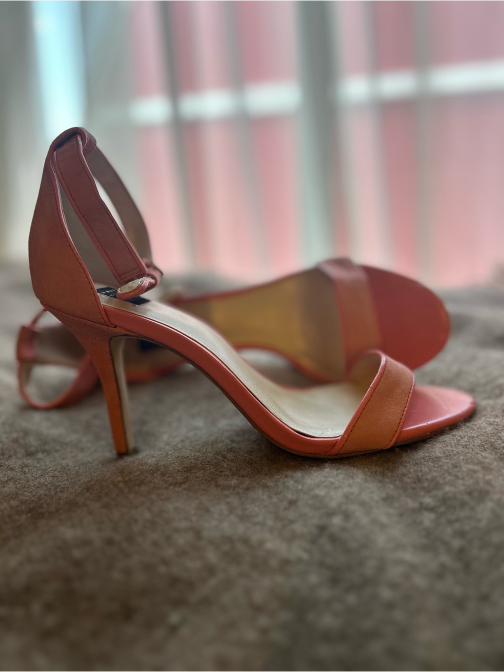 White House Black Market Coral Open-Toe Stiletto Sandals size 7